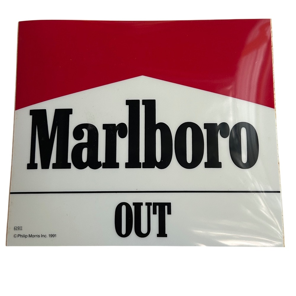 Marlboro Out Door Decal Vintage 90s NOS New Tobacco Promo Sticker Man Cave Sign